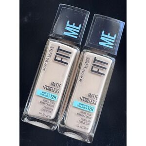 Maybelline Fit Me Matte + Poreless Foundation 110 Porcelain 1oz Lot of 2 New